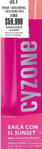 Cyzone Set perfume - crema corporal - bolsa grande fucsia oferta