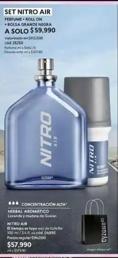 Cyzone Nitro - set nitro air perfume + roll on + bolsa grande negra oferta