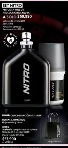 Cyzone Nitro - set nitro perfume + roll on + bolsa grande negra oferta