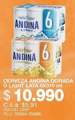 Mercar Cerveza Andina Dorada o Light oferta