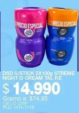 Mercar Lady speed stick night o cream tal p.e oferta