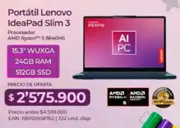 Olímpica Lenovo portátil ideapad slim 3 oferta