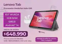 Olímpica Lenovo tab procesador mediatek helio g85 oferta