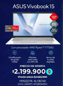 Olímpica Asus vivobook 15 oferta