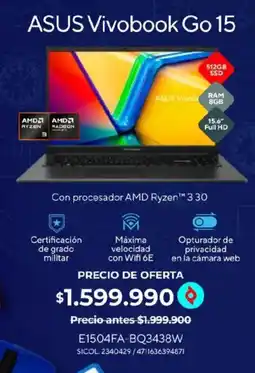 Olímpica Asus vivobook go 15 oferta
