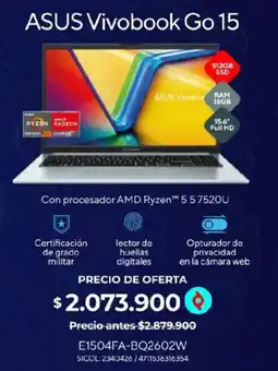 Olímpica Asus vivobook go 15 oferta