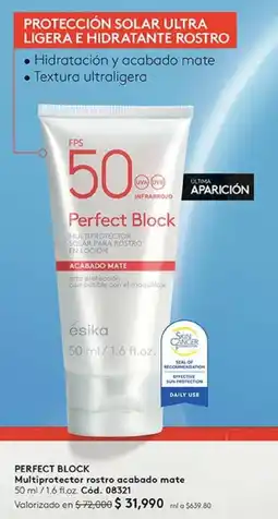 Ésika Perfect block multiprotector rostro acabado mate oferta