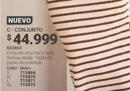 Carmel Conjunto crop top y falda. semiajustado. tejido de punto rib pretendi 6334464 oferta