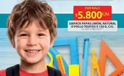 Ara Sixpack papas limón, natural o pollo tojitos oferta