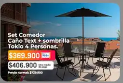 Easy Tokio - set comedor caño text + sombrilla 4 personas oferta