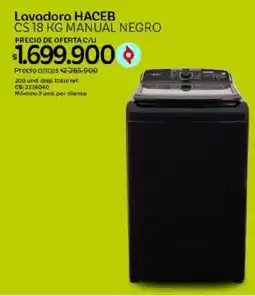 Olímpica Haceb lavadora cs 18 kg manual negro oferta
