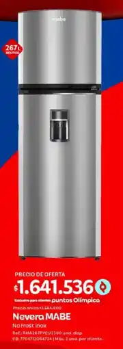 Olímpica Mabe nevera no frost inox oferta