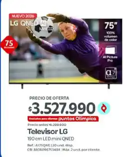 Olímpica LG Televisor 190 cm LED mini QNED oferta