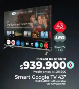 Olímpica Smart Google TV 43" oferta