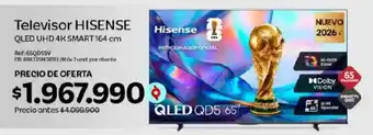 Televisor hisense qled uhd 4k smart 164 cm