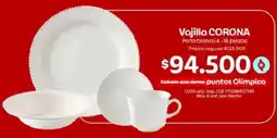 Olímpica Vajilla CORONA oferta