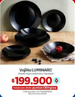 Olímpica Vajilla Luminarc Diwali negra redonda oferta