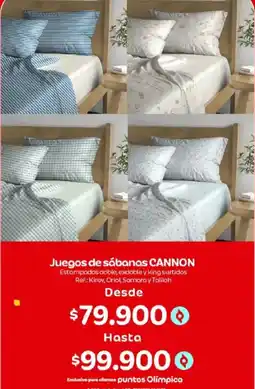 Olímpica Cannon juegos de sábanas oferta
