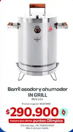 Olímpica In grill barril asador y ahumador mini x 6 l oferta
