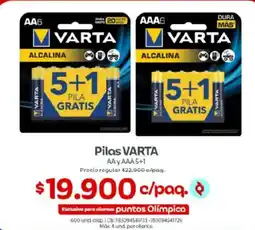 Olímpica Pilas VARTA AA y AAA oferta