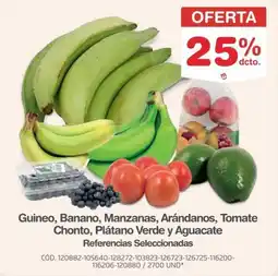 Makro Guineo, Banano, Manzanas, Arándanos, Tomate Chonto, Plátano Verde y Aguacate oferta