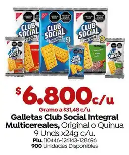 Mercaldas Galletas Club Social Integral Multicereales, Original o Quinua oferta