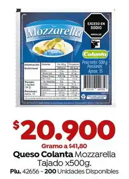 Mercaldas Colanta Mozzarella oferta