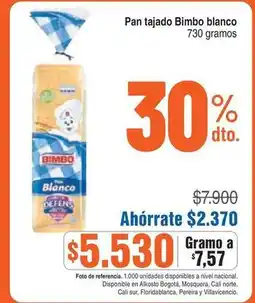 Alkosto Bimbo - pan tajado blanco oferta