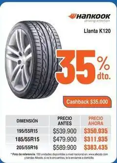 Alkosto Hankook - llanta k120 oferta
