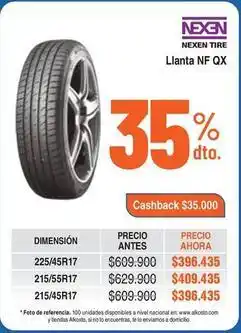 Alkosto Nexen - llanta nf qx oferta