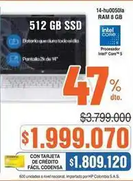 Alkosto Hp - 14-hu0050la ram 8 gb 512 gb ssd oferta