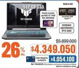 Alkosto Asus - notebook tuf gaming 512 gb ssd oferta
