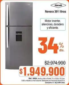 Alkosto Haceb - nevera 391 litros oferta