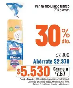 Alkosto Pan tajado Bimbo blanco oferta