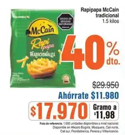 Alkosto McCain Rapipapa tradicional oferta