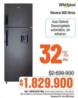 Alkosto Whirlpool Nevera 305 litros oferta