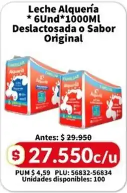 Caribe Supermercados Leche Alquería Deslactosada o Sabor Original oferta