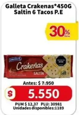 Caribe Supermercados Crakenas saltin 6 tacos p.e. oferta