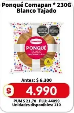Caribe Supermercados Comapan ponqué blanco tajado oferta