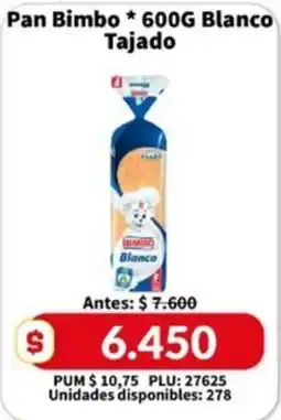 Caribe Supermercados Pan Bimbo Blanco Tajado oferta