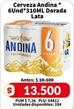Caribe Supermercados Cerveza Andina Dorada oferta