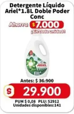 Caribe Supermercados Ariel detergente liquido 1.8l doble poder conc oferta