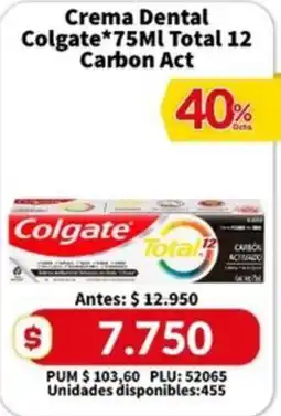 Caribe Supermercados Colgate Crema Dental Total 12 Carbon Act oferta