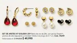 Ésika Set de aretes x7 golden joy oferta