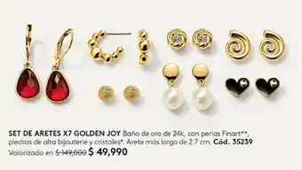 Set de aretes x7 golden joy