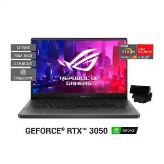 Falabella Portátil Gamer Asus ROG Zephyrus G14 14 Pulgadas AMD RYZEN R7 16GB 512GB oferta