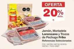 Makro Jamón, Mortadela Lorenzano y Trozos de Pechuga Friko oferta
