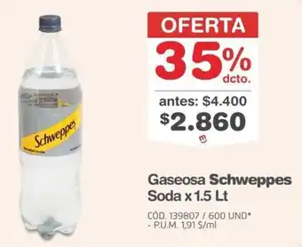 Makro Gaseosa Schweppes Soda oferta