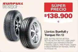 Makro Llantas Sunfull y Torque Rin 13 oferta