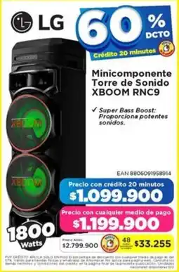 Alkomprar Lg minicomponente torre de sonido xboom rnc9 oferta